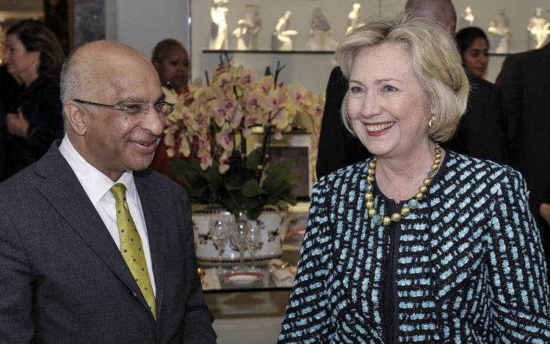 Rumi Verjee and Hillary Clinton at the Clinton Foundation Lunch, The Rumi Foundation