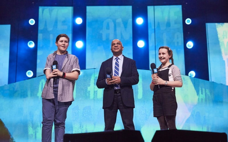 WeDay 2017 Rumi Verjee presenting on stage
