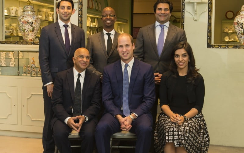 Rumi Verjee and Prince William, Duke of Cambridge at Stop Ivory dinner